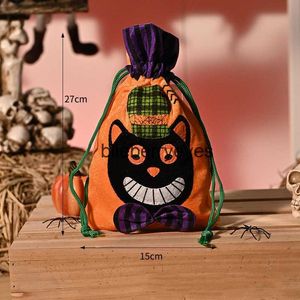 Totes Halloween candy bag decoration portable pumpkin bag children's candy scene decoration gift bag cloth bag06blieberryeyes