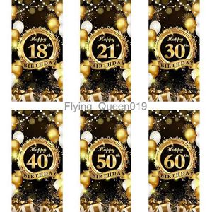 Material de fundo dourado preto feliz aniversário fundo 18 21 30 40 50 60 decoração de festa de aniversário bandeira de aniversário decoração de cenário de aniversário YQ231003