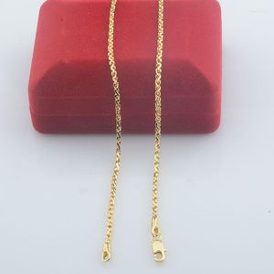 Chains 2mm 18inch Women Men Yellow Gold Color Link Rope Weaving Necklace Jewelry(No Red Box)