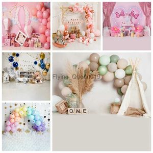 Background Material Newborn Baby Shower 1st Birthday Party Backdrop Decor Balloon Flower Floor Cake Smash Photography Background For Photo Studio YQ231003