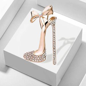 Brooches Rhinestone High Heels Brooch For Women's Party Clothing Bow Shoe Accessories Pin Scarf Buckle Bag Lady Jewelry Daily Gift