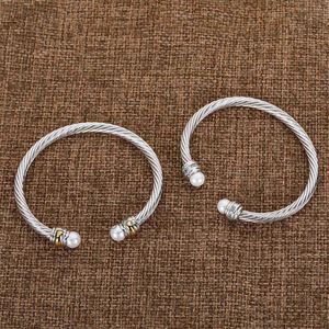 Cable Jewelry Bangle Charm Designer Womens Twisted Men Bracelet White Gold Bracelets Copper Wire Fashion Pearl Jewelry 99DC