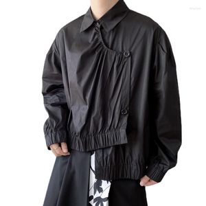 Men's Casual Shirts Fashion Punk Gothic Youth Lapel Long Sleeve Ruffled Asymmetrical Shirt