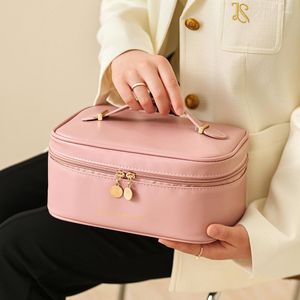Cosmetic Bags Tote Travel Bag Women Makeup Organizer Female Make Up Toiletry PU Leather Large Capacity Storage
