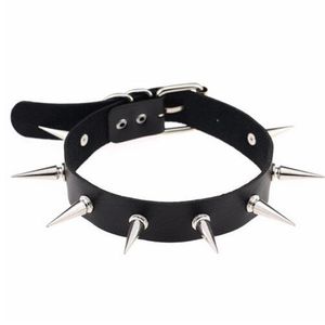 Black Spike choker belt collar women pu leather goth choker necklace for women party club chocker Sexy gothic jewelry317P