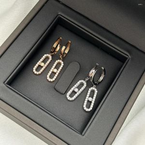 Brincos de luxo boutique jóias 23 anos 925 prata esterlina feminino único diamante deslizante