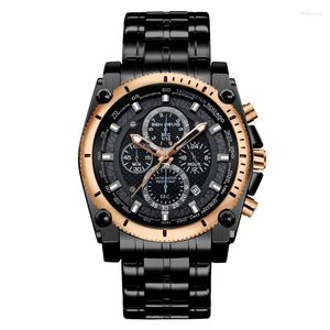 Wristwatches Quartz Watch For Men Fashionable Personalized Black Gold Dial Luminous Calendar 3bar Waterproof Timing Stainless Steel