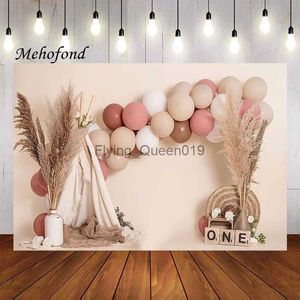 Background Material Mehofond Photography Background Pink Bohemian Style Balloon Girl 1st Birthday Party Baby Shower Cake Smash Backdrop Photo Studio YQ231003