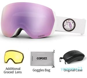 Antifog Eyewear Snow Glasses Adult Snowboard Goggle with Night Yellow Lens and Case