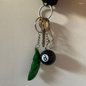 Keychains Fashion For Creative Billiard Pool Keychain Table Ball Key Ring Lucky Black No.8 Chain 25mm Resin Jewel