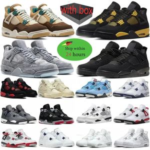 With box jumpman 4 4s basketball shoes Frozen Moments Brown Military Black cat Pine Green kaws men Red Thunder Sail Black Cat White Oreo Infrared women mens sneakers