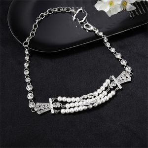 Pearl Chokers Designer C Wisiant Naszyjniki List Złoty naszyjnik Kobiety podwójna biżuteria CCITY Prezent 546576