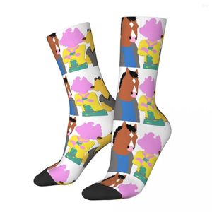 Herrensocken, lustige verrückte Kompressionssocken für Männer, Hip Hop, Harajuku, B-BoJack Horsemans Happy, hochwertiges Muster, bedruckt, für Jungen, Crew