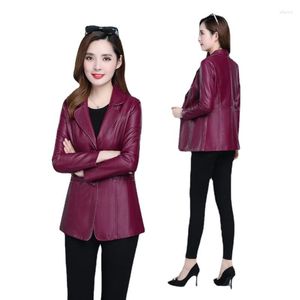 Women's Leather ZXRYXGS 2023 Premium Pu Autumn And Winter Outerwear Short Jacket Women Coat Suit Collar Slimming Elegant Fashion