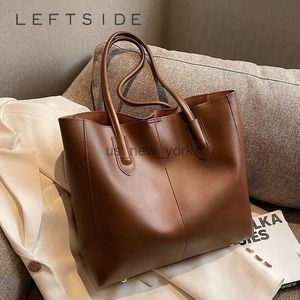 Totes LEFTSIDE Tote Bags for Office Women 2023 Trend Shoulder Side Bag Vintage Ladies High Capacity Handbags and Purses 240407