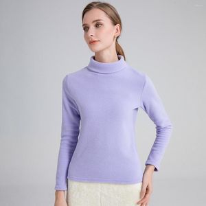 Women's T Shirts Autumn Winter Polar Fleece Shirt Turtleneck Women Thick Soft Base Tees Solid Long Sleeve Warm T-Shirt Pullover Large Size