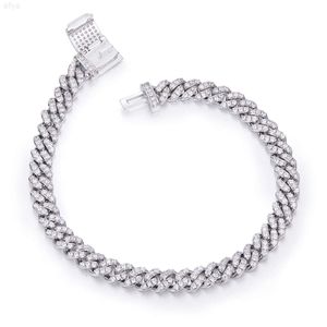 marca moda donna Moissanite braccialetto a catena cubana gioielli in argento 925 braccialetti hiphop unisex all'ingrosso S925 6mm 1 pz