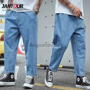 Men's Jeans 2022 Spring Summer Men's Baggy Jeans Cotton Casual Elastic Straight Denim Trousers Wide Leg Pants Men Plus Size 40 42 44 46 48L231003