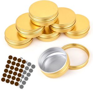 0.5oz 1oz 2oz Gold Aluminium Tin Jar Refillable Containers 15ml 30ml 60ml Aluminium Screw Lid Round Tin Container Bottle for Cosmetic,Lip Balm, Cream