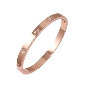 Bangle O lindo casal pulseira zircônia cúbica ouro com aço inoxidável mulheres jóias presente cartão fivela brac3152