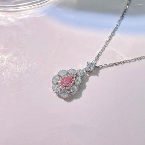 Correntes CNZX2023 Jóias Finas Sólidas 18K Ouro Natureza 0.183ct Rosa Diamantes Pingentes Colares Para Mulheres Presentes de Aniversário