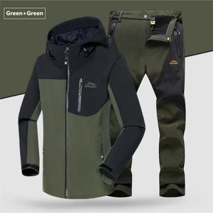 Men's Tracksuits Winter Fleece Windproof Warm Men's Suit Shark Skin Soft Shell Jackets Pants Sets Outdoor Hiking Climbing Hunting Sportswear 5XL 230928