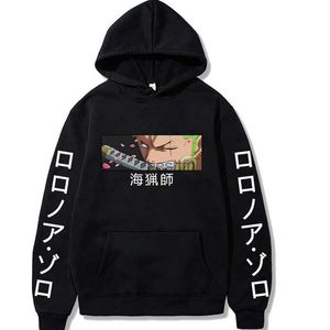 Herren Hoodies Sweatshirts ONE PIECE Anime Hoodies Roronoa Zoro Rollenspiele Lässige Lose Pullover Harajuku Cosplay Kostüm Warme Herbst Winter StreetwearL231003