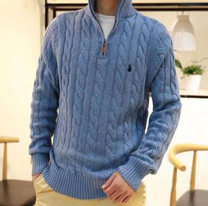 ggly Men sweater designer polo half zipper Hoodie long sleeve Ralph knitted horse Twist high collar men woman Hip hop Fash Advanced Design