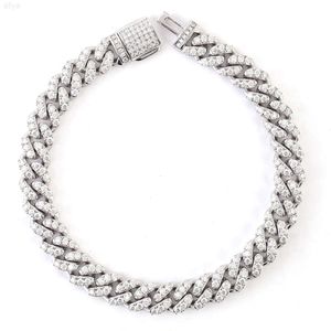 Markenmodische Frau 12mm Moissanit Kubanische Verbindung Armband Weißgold S925 Silber Diamond Hip Hop -Kette Halskette