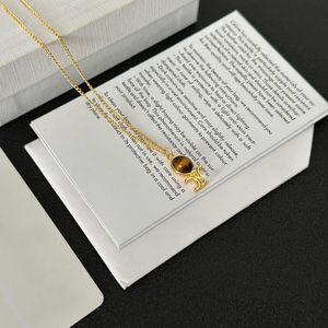 Never Fading Luxury Brand Designer Pendants Necklaces Real Gold Plated Copper Brass Round Letter Choker Pendant Necklace Chain Jewelry Accessories Gifts