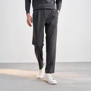 Men's Pants 2023 Winter Fashion Trend Business Suit Loose Straight Woollen Casual High Quality Solid Color Trousers