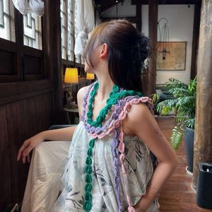 Scarves Knit Scarf Chinese Style Irregular Neckchief Handmade Design Fashion Y2K Accessories