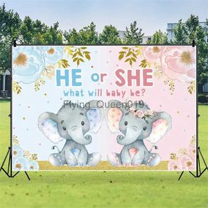 Background Material Oh Baby Newborn Baby Shower Backdrop Elephant Hot Air Balloon Photo Background Boy or Girl Gender Reveal Photocall Studio Props YQ231003