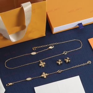 Colar de ouro, alfabeto romano flor pingente colar pulseira brincos, jóias de grife, casamento, festa
