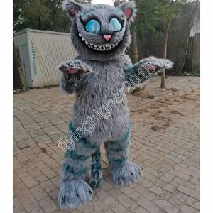 Cheshire-Katze-Maskottchen-Kostüm, Erwachsenengröße, Cartoon-Anime-Thema, Charakter, Karneval, Unisex-Kleid, Weihnachten, ausgefallenes Performance-Partykleid