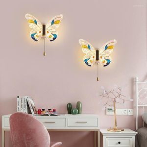 Wall Lamps Nordic Creative Children's Room LED Butterfly Lamp Modern Minimalist Staircase Walkway Background Decoration