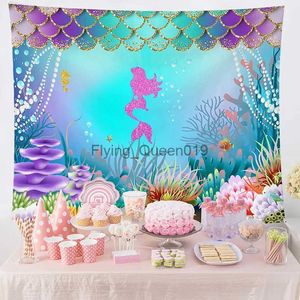 Bakgrundsmaterial Födelsedagsfotografering Tyg Unicorn Mermaid Theme Party Backdrops Decoration Jungle Safari Wild Animal Bakgrund Decor YQ231003