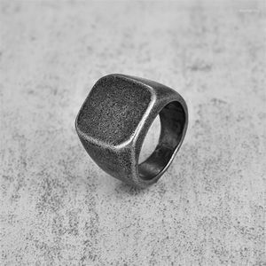 Cluster Rings Vintage Steel Ring Square Flat Top 316L Titanium Blank Plain Men Personality Jewelry Smooth Surface For Friend Gift