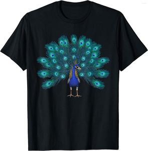 Men's T Shirts Blue Peacock Print Men Women Short Sleeve Cotton T-Shirt Teal Feathers Clothes