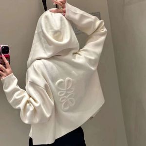 2024SS LO High-end Womens Sweater Autumn Winter Zipper Hooded tröja Lossa långärmad stickad designer Hoodie Women Casual Sticked Cardigan Coat