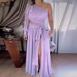 Festklänningar oimg lavendel purples sida slits prom kväll en axel kvinnor lång vintage formell klänning tillfälle evenemang 2023