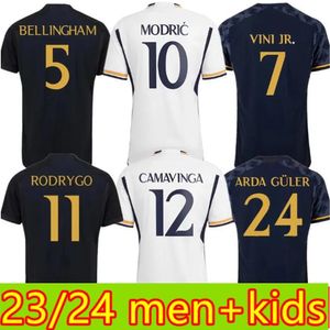 2023 2024 Homens + Crianças Kits de Futebol VINI JR MODRIC BELLINGHAM Camisas de Futebol 23 24 Camiseta de Futbol KROOS CAMAVINGA VALVERDE RODRYGO ALABA Kid Footbal ki