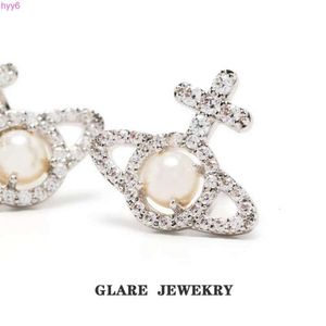 Stud Vivian Earrings 2023 New Western Empress Dowager Saturn Pearl Simple Fashion Career Versatile Commuter Female