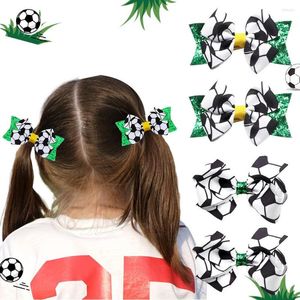 Hair Accessories 40 Pcs/lot Football Printed Grosgrain Ribbon Bow Clips For Kids Girls