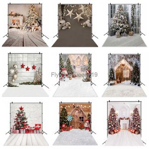 Background Material Winter Xmas Decro Backdrops Pine Snow Baby Toys Window Sill Merry Christmas Wood Board Photography Background For Photo Studio YQ231003
