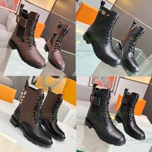Women Platform Ankle Boots Designer Boots Womens Territory Flat bottomed boots Luxury Women Half Boots Sizes 35-41