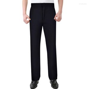 Men's Pants Classic Veneer Trousers Crease Flat Head Chinos Mature Wide Leg Straight Clothing Harajuku Work Wear