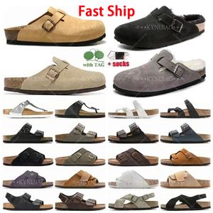 Birkensto Designer Stock Boston Poston Sandals Slippers Cork Flat Fashion Leather Slide المفضلة شاطئ الأحذية غير الرسمية