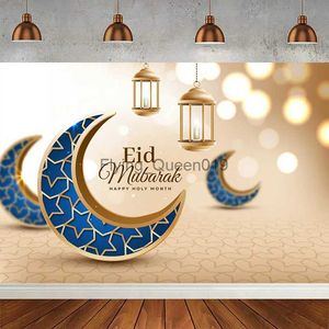 Tło materiał Ramadan Mubarak tło Eid Mubarak Dekoracje Kareem Banner Moon Stars Fotografia Tło dla Eid Al Fitr Party Supplies YQ231003