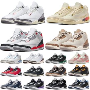 3 basketskor män kvinnor jumpman 3s sneakers Medellin Sunset White Cement Palomino Wizards Lucky Green Dark Iris UNc Fear Outdoor Mens Trainers Sports Sport